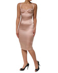 Dolce & Gabbana Blush Pink Silk Satin Bustier Midi Bodycon Dress
