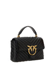 PINKO Black Calf Leather Bos Taurus Handbag