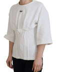 Dolce & Gabbana White Cotton Corset Stretch Top T-shirt