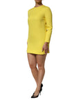 Dolce & Gabbana Yellow Viscose Acetate Mini Long Sleeve Dress
