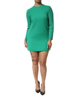 Dolce & Gabbana Green Viscose Acetate Mini Long Sleeve Dress