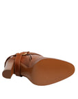 Dolce & Gabbana Brown Leather DG Logo Buckle Ankle Boots Shoes