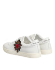 Dolce & Gabbana White Leather Sacred Heart Patch Sneakers Shoes
