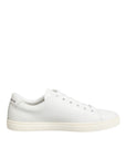 Dolce & Gabbana White Leather Sacred Heart Patch Sneakers Shoes