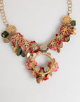 Dolce & Gabbana Red Rose Floral Crystal Embellished Statement Jewelry Necklace