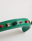 Dolce & Gabbana Green Embellished Leather Bag Handle Women Shoulder Strap