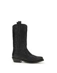 Ganni Black Recycled Leather Lace-Up Boots