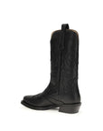 Ganni Black Recycled Leather Lace-Up Boots