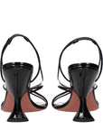 Amina Muaddi Black Leather Stiletto Heel Sandals