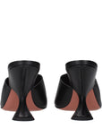 Amina Muaddi Black Leather Stiletto Heel Sandals