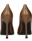 Amina Muaddi Brown Leather High Heel Pumps