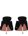 Amina Muaddi Black Leather Stiletto Heel Sandals