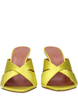 Amina Muaddi Green Satin Stiletto Heel Sandals