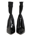 Dolce & Gabbana Black Stretch Stilettos Booties Socks Shoes
