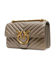 PINKO Grey Leather Love One Mini Shoulder Bag