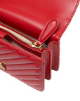 PINKO Red Leather Love One Mini Shoulder Bag