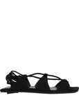 The Attico Black Leather Flat Sandals