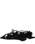 The Attico Black Leather Flat Sandals