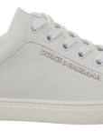 Dolce & Gabbana White Suede Leather Low Top Sneakers Shoes