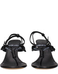 Off-White Black Leather Flip-Flop Sandals
