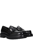 Off-White Black Leather Slip-On Loafers
