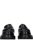 Off-White Black Leather Slip-On Loafers