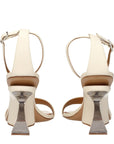 Off-White Beige Leather Platform Sandals