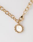 Dolce & Gabbana Gold Crystal Clock Pendant Statement Jewelry Necklace