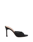 Amina Muaddi Black Nylon Stiletto Heel Sandals
