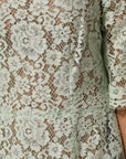 Dolce & Gabbana Mint Green Floral Lace Trim Midi Dress