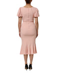 Dolce & Gabbana Pink Viscose Short Sleeves Sheath Midi Dress
