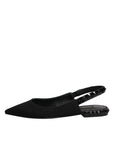 Dolce & Gabbana Black Crystal Charmeuse Slingback Shoes