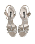 Dolce & Gabbana Silver Strass Ankle Strap Heels Sandals Shoes