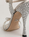 Dolce & Gabbana Silver Strass Ankle Strap Heels Sandals Shoes