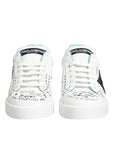 Dolce & Gabbana White Leather Graffiti Low Top Sneakers Shoes