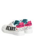 Dolce & Gabbana White Leather Graffiti Low Top Sneakers Shoes