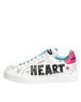 Dolce & Gabbana White Leather Graffiti Low Top Sneakers Shoes