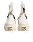 Dolce & Gabbana White Leather Rubber Logo Ankle Boots Shoes