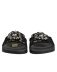 Dolce & Gabbana Black Devotion Matelassé Leather Slides Shoes