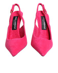 Dolce & Gabbana Pink Terry Cloth High Heels Slingback Shoes