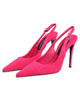 Dolce & Gabbana Pink Terry Cloth High Heels Slingback Shoes