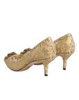 Dolce & Gabbana Gold Taormina Lace DEVOTION Pumps Shoes