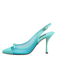 Dolce & Gabbana Blue Leather Mesh Heels Slingback Shoes