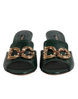 Dolce & Gabbana Green DG Amore Heel Slides Sandals Shoes