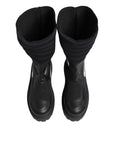 Dolce & Gabbana Black Leather Mid Calf Biker Boots Shoes
