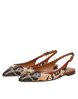 Dolce & Gabbana Brown Leopard Slingback Flats Sandals Shoes