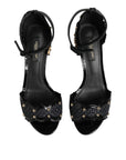 Dolce & Gabbana Black Studded Ankle Strap Sandals Shoes