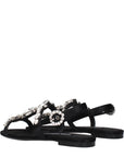 Dolce & Gabbana Black Satin Flat Sandals