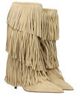 Paris Texas Beige Leather Flat Boots