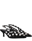 The Attico Black Leather Stiletto Heel Sandals